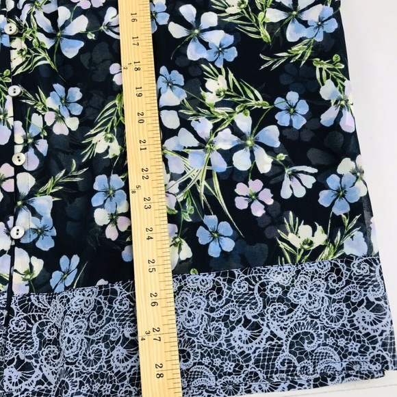 J Jill Floral Sheer V Neck Long Sleeve Blouse XL - Picture 4 of 6